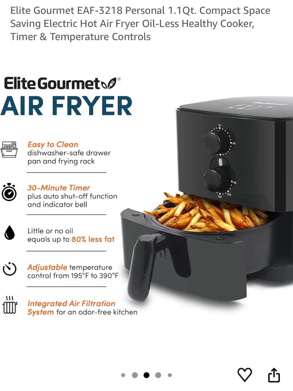 Black Personal 1 Qt Air Fryer